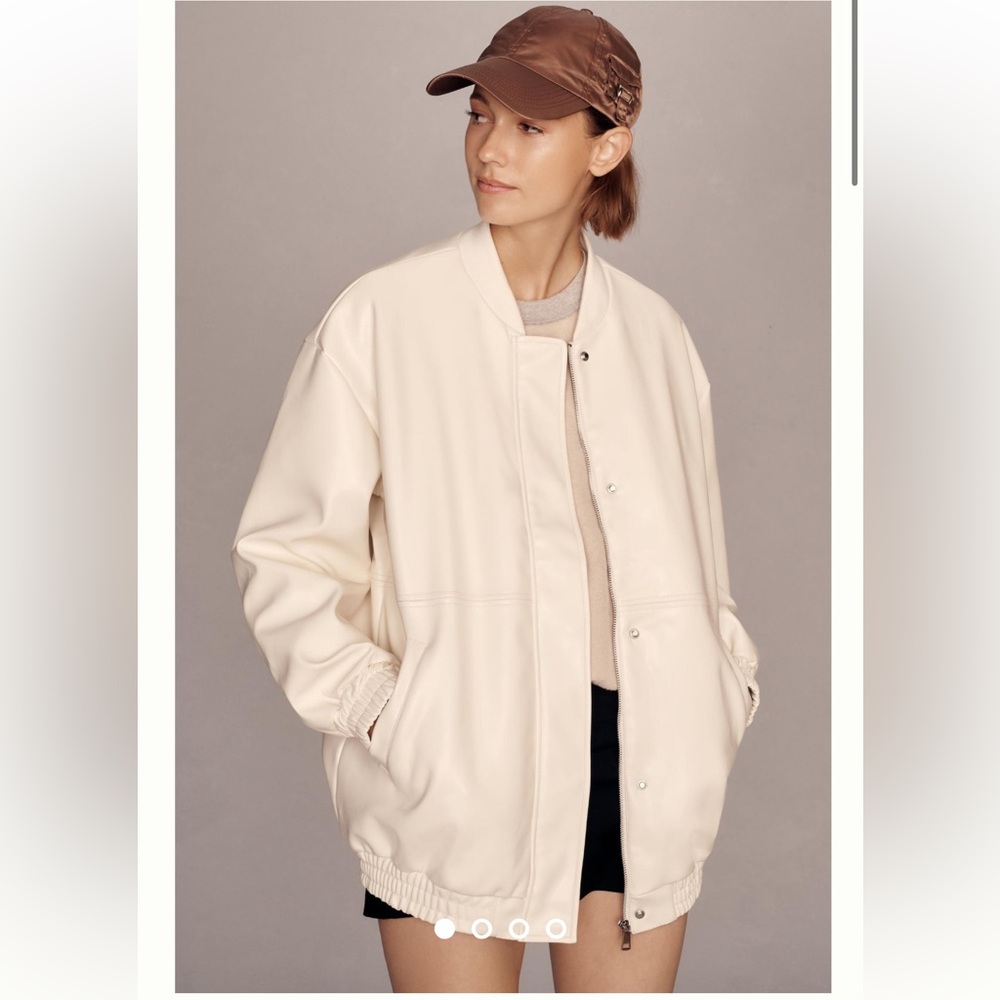 Anthropologie - Oversized Faux Leather Bomber Jacket